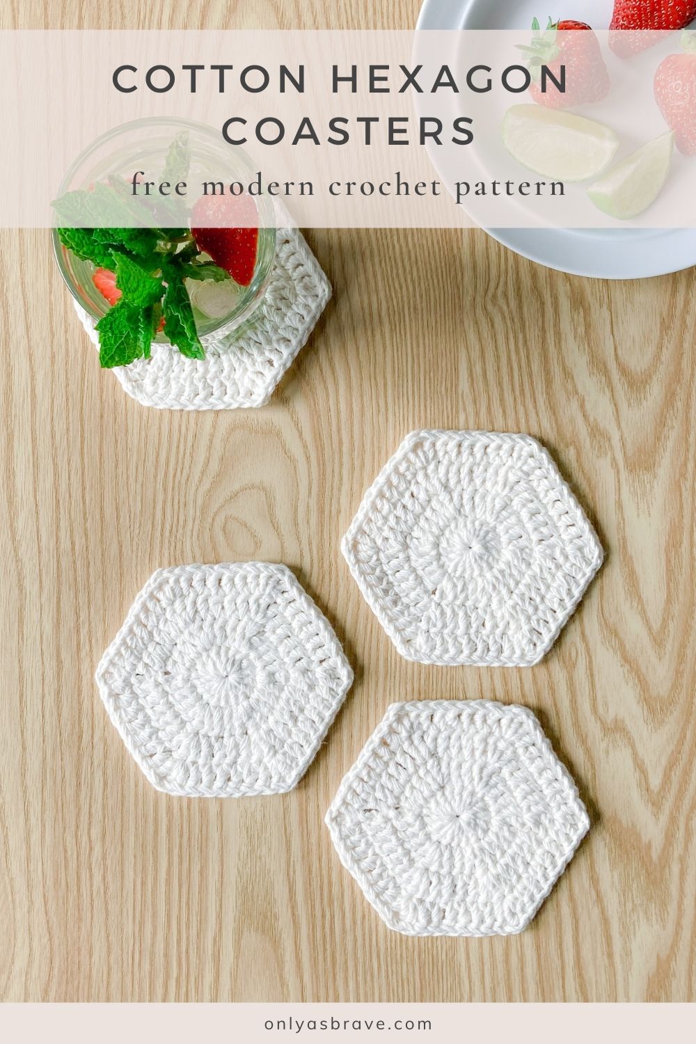 Cotton Hexagon Crochet Coasters Only As Brave